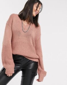 Kaffe balloon sleeve sweater in light pink