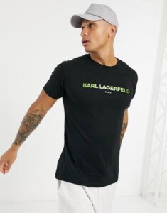 Karl Lagerfeld green metallic logo T-shirt-Black