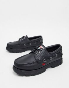 Kickers lennon boat shoes in black leather