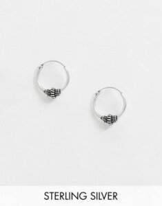 Kingsley Ryan 10mm hoop earrings in sterling silver with wire wrap detail