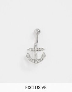 Kingsley Ryan Exclusive silver anchor belly bar