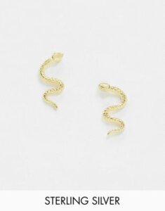 Kingsley Ryan Exclusive snake stud earrings in sterling silver gold plate