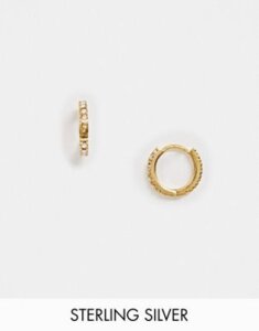 Kingsley Ryan opal pave huggie hoop earrings in sterling silver gold plate