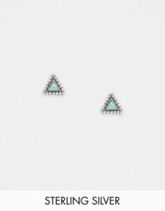 Kingsley Ryan stud earrings in sterling silver with turquoise triangle stone