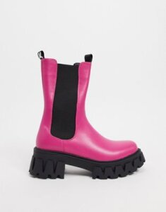 Koi Footwear Sentry vegan chunky boots in fuschia-Pink