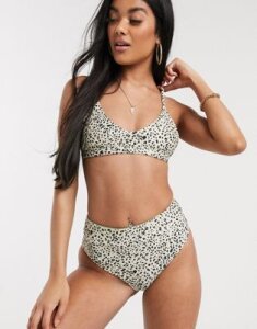 Kulani Kinis crop bikini top in leopard print-Multi