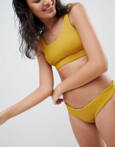 Kulani Kinis Ribbed Mustard Cheeky Bikini Bottom-Yellow