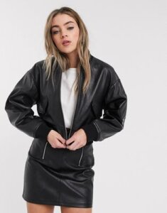 Lab Leather bomber leather jacket in black