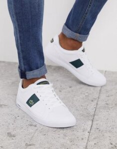 Lacoste europa sneakers with green stripe-White