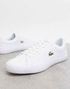 Lacoste lerond gold croc sneakers in white