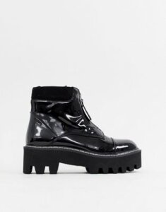 Lamoda black patent chunky boots