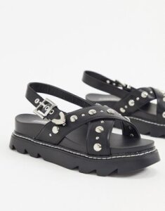 Lamoda studded chunky sandals in black
