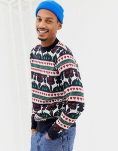 Le Breve Reindeer Holidays Sweater-Navy