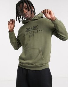 Levi's Youth 2-horse logo utility hoodie in olive night green