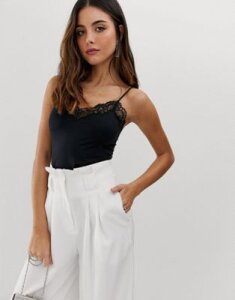 Lindex cami with lace trim in black