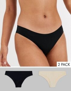 Lingadore Black and Nude 2 pack Bonded Briefs-Multi