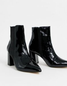 Lipsy almond toe ankle boot in black patent