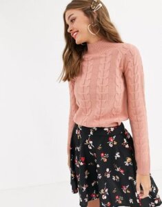 Lipsy chunky knit sweater in coral-Pink