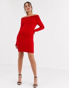 Lipsy off shoulder tunic dress in red