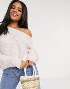 Lipsy sequin batwing sweater in pink