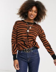 Liquorish tiger print sweater-Multi