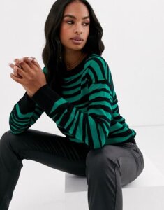 Liquorish zebra print sweater in green