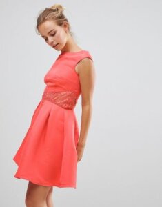 Little Mistess Fit & Flare Dress With Lace Waist-Pink