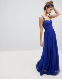 Little Mistress embellished strap maxi dress-Blue