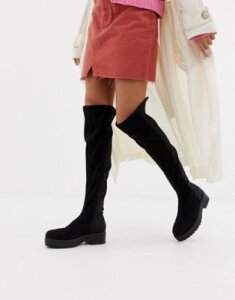 Lost Ink Shona chunky over the knee boots-Black
