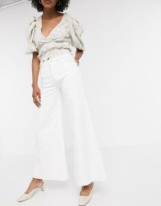 Lost Ink wide leg jeans in white