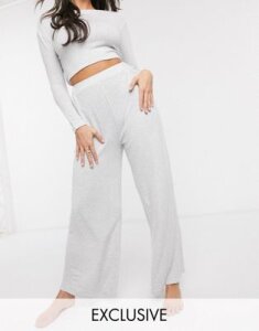 Loungeable mix & match soft knit wide leg jogger in gray stripe