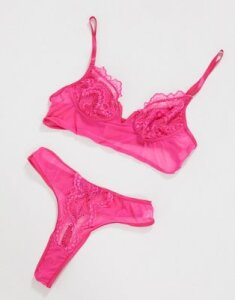Love & Other Things longline lingerie set in pink-Purple
