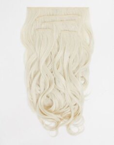 LullaBellz super thick 22 inch 5 piece blow dry wavy clip in hair extensions in bleach blonde-Beige