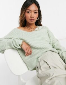 M Lounge relaxed v-neck sweater-Green