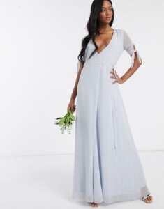 Maids to Measure bridesmaid wrap maxi dress-Blue