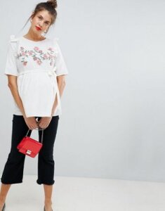 Mamalicious maternity floral smock blouse-White