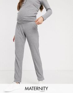 Mamalicious maternity knitted lounge pants in gray