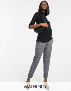 Mamalicious maternity tailored check pants-Multi