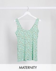 Mamalicious Maternity tank top in green abstract print-Multi