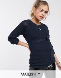 Mamalicious Maternity textured sweater in navy