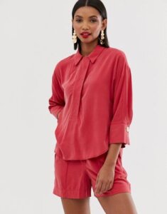 Mango button front shirt in red
