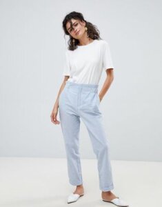 Mango high waist summer pants in blue and white stripes