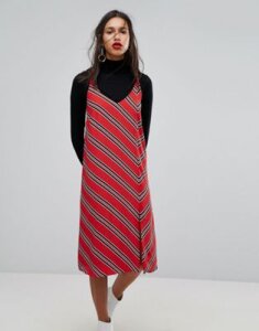 Mango Stripe Detail Cami Dress-Red