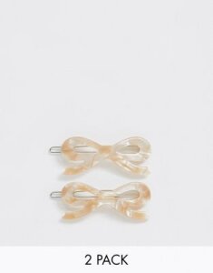 Margherita caramel resin bow hair clips - 2 pack-Brown