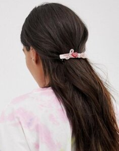 Margherita pink rhinestone LOVE hair clip