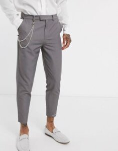 Mauvais cropped tapered pants with chain and logo in gray