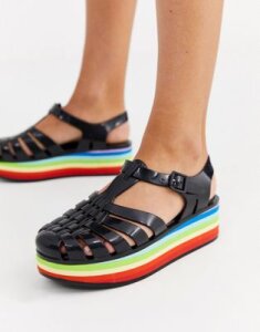 Melissa jelly sandal with rainbow flatform-Black
