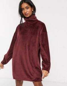 Micha Lounge brushed funnel neck sweater dress-Brown