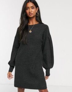 Micha Lounge mini sweater dress with balloon sleeves-Black