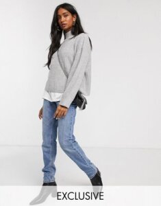 Micha Lounge relaxed high neck sweater-Gray